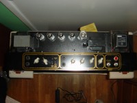 Top side control panel showing the simple, two channel layout with triode/pentod switch, and overhead view of transformers and power tubes. Apologies for the poor photo quality
