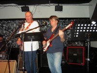 Rich and Scotty share the music stand.  Scott plays the FireGlo 4002 with a Neck Toaster pickup added