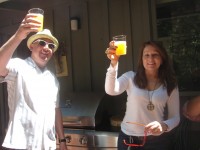 Dano and Dalia toasting to BARC with some champagne and orange juice