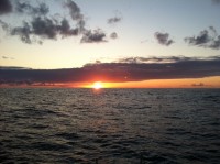 Sunset at sea, Looking for a Green Flash