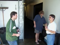 Break time with Louis, Pat and Gary chatting outside