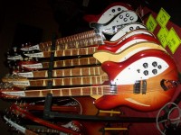 Dano's line of Rics, with his newly restored '65 360/12 at the front...was older than Collin, but played like new.