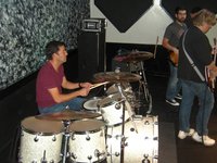 Alberto on drums, Scotty trying the V64 and Jonathan playing Bass
