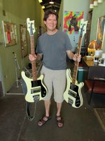 Woody with the two creamy-aged White with Black trim Models 4000 and 4001.