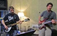 Jamming along: Doug on the JetGlo 375 with Toasters and Woody with the spectacular looking Dane Wilder customized 4004.....  it plays as sweet as it looks !!!