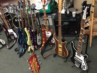 Gareth's treasure trove of Rickenbacker Basses and Guitars .....