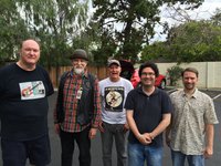 Outside Guitar Showcase, with our very nice sponsor, Richard Longacre.  From left to right, Rich, Richard L .  of Guiatr Showcase, Woody, Harry &amp; Doug.  Some So Calif folks might recognize Richard Longacre from when he was the Mesa Boogie representative for several years.  Richard L also came out and explained his theory on the &quot;Hard Day's Night Chord&quot; and he seemed to be enjoying our BARC event.