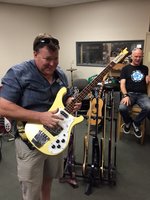 Dan with that smile that only a Chris Squire Limited Edition creates in the hands of a bassist, while Gareth looks on