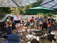 Gary, Rich, Al, Javier, Mark and Paulie on the vocals with his Double Bound Big Red.  (The Rickenbacker CW 8 Console Steel in front of Gary &amp; Rich)