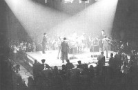 At the Washington Coliseum, the Beatles performed on a boxing-ring stage, changing postion during the show.