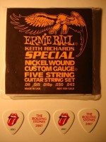 • 5-String - Ernie Ball Custom 5 String Set. The strings for those guitars are custom made by Ernie Ball to Keith’s exact specifications as far as gauge goes and are not for sale anywhere.