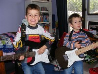 Here are "The Rahilly Brothers" deep in rehearsal! (Jonas Brothers, eat your heart out!)