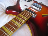 The amber binding and inlays are perfect for this guitar