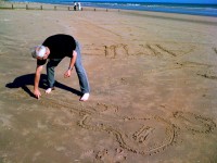 Aitch puts the final touches to his new guitar design.........the Sand-Caster????