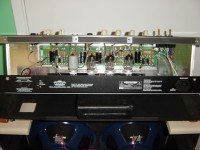 Back panel photo showing placement of preamp tubes unique to this model AC30; the preamp tubes on most AC30 models are mounted horizontally on the opposite side of the chassis pointing out towards the front of the amp.