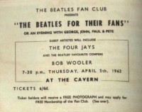 Advertisement for The Beatles at the Cavern Club, Liverpool.
