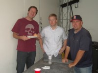 Collin in the middle with drummers Greg and Paul S at the pizza break