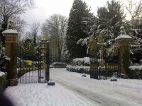 The main entrance from the village