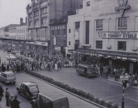 There was teenage hysteria well before The Beatles, this is the massive queue outside The Globe to see Tommy Steele when he was a true Rock and Roller in 1957.