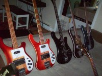 Rickenbacker row. 4003s, 74 4001, blackstar, DCM, 4003FL