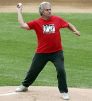 Pete Best throwing out the first pitch at a Yankees-WhiteSox game