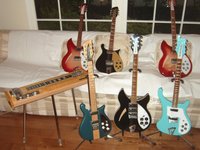 One of the first photos taken tonight, with the Steel on the left.  Back row FG 330-6, JG 660-12, FG 360-12, front row Turq 650 Atlantis, JG 370 WB and the Daphne Blue 480