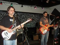Gary on his favorite Burgundy Glo 400 series; Jonathan on the V64 and Louis plays Bass on the Beatles' "All My Loving"