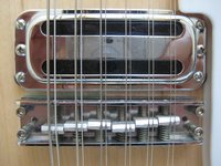 Close-up of Simon's Ric360-12 Bridge (centered on pickup)