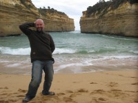 Graham dancing on the beach