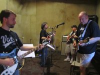 Doug (left) on JetGlo 375 , Gary on vocals with 360c-12 string, Steve on 360 and Rich on the JetGlo 660-12 doing the Travelling Wilbury's "Handle With Care"