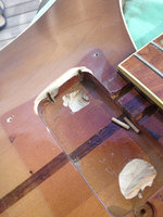 I don't know why these holes are here and even though they won't be seen with the pickguard on, I didn't want them there.