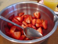 The fresh strawberries