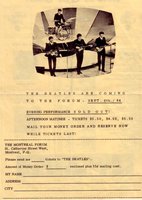 Montreal Forum Beatle Tickets Order Form 1964