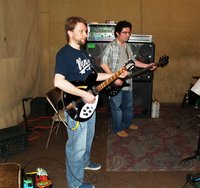 Doug with the JetGlo 370 and Harry with the Blackstar 5-string, jamming at BARC