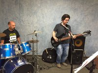 Pete on drums and Harry on his 8-stringer getting the Yes jam segment launched