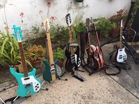 Guitars anyone ?   The Daphne Blue 480, a 650 Atlantis, the 370 WB, Paulie's Les Paul, Rich's 360-12VP and Gary's BurgundlyGlo 460