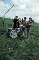 Musicians being actors in the role of acting as musicians recording "on location."