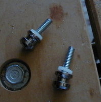 Three-piece DIY strap bolt (button, screw, washer)