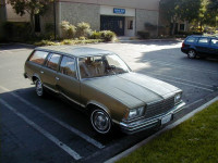 My former 1979 Malibu wagon at the Synthetic Blood Int. building in 2001
