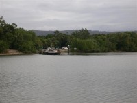 Crossing the Daintree River by barge is the only way. There are no bridges here.